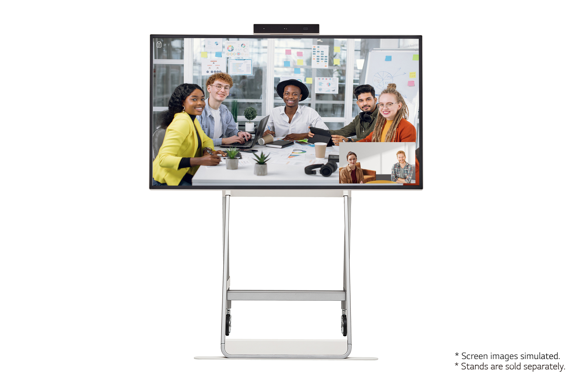 Digital Signage One:Quick HT3WN-M, Front view with infill image (* Screen images simulated * Stands are sold separately)