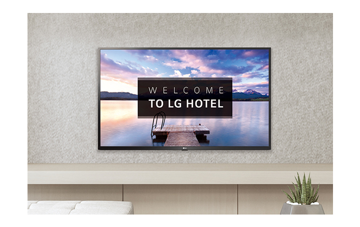 The LG Commercial TV is screening greeting  messages with images. 