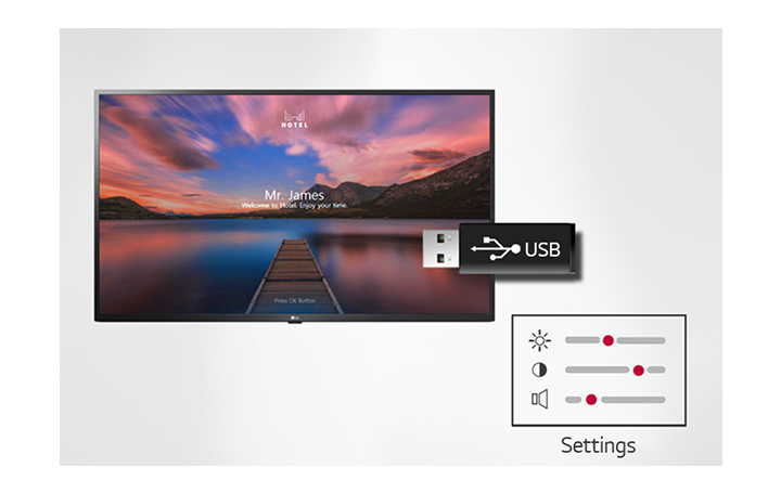 Setting data of the display can be stored on USB and transmitted to other displays.