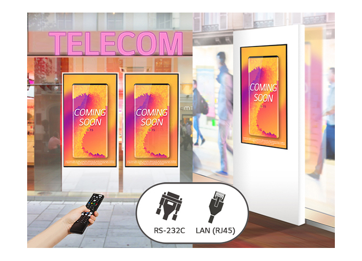 It operates double-sided displays simultaneously with one remote control.