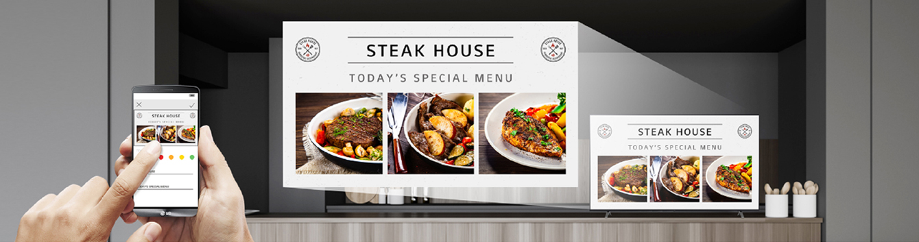 The store owner can simply create menu contents on the menu board using mobile application.