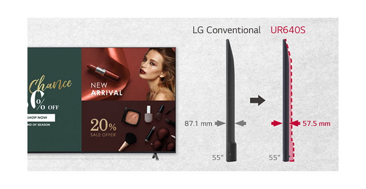 UR640 series is slimmer in depth in comparison to the LG Conventional model.