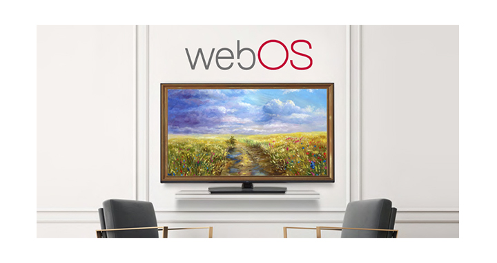 A TV is screening an art piece with Gallery Mode based on webOS.