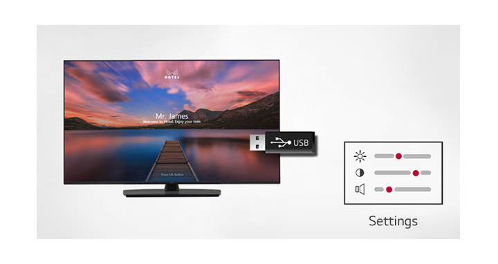 The USB with a copy of another TV's setting is helping to set up a new TV.