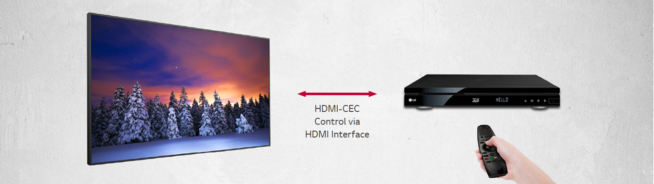 O UM5J tem uma função chamada HDMI-CEC, por isso, quando o HDMI está conectado, outros dispositivos conectados à TV podem ser facilmente operados usando um Controlador Remoto LG.