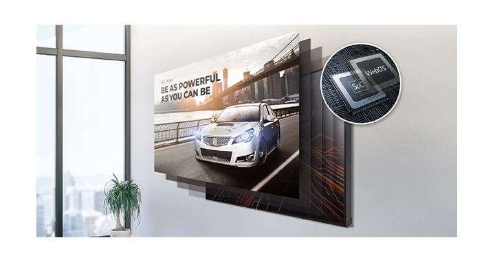 The included SoC and webOS smart signage platform demonstrate its ability to execute several tasks at once.
