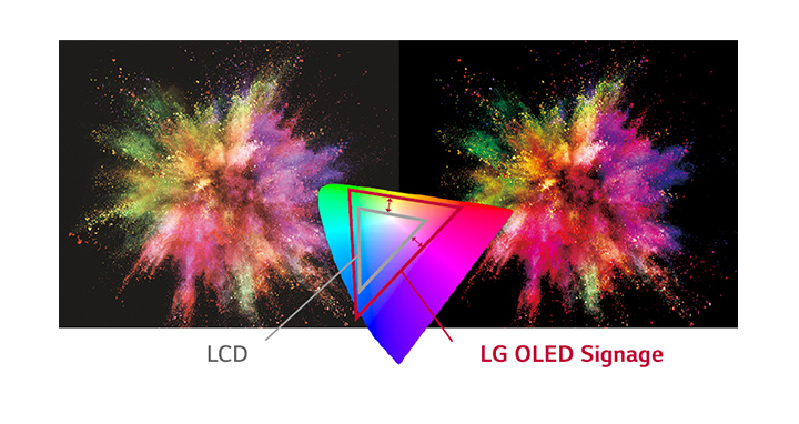 LG OLED Signage has a variety of colors rather than LCD to express the object more vividly.