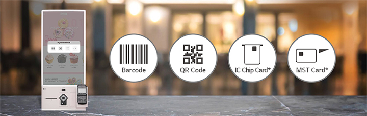 27KC3PK-CW supports barcodes, QR codes, IC chip cards, and  MST cards.