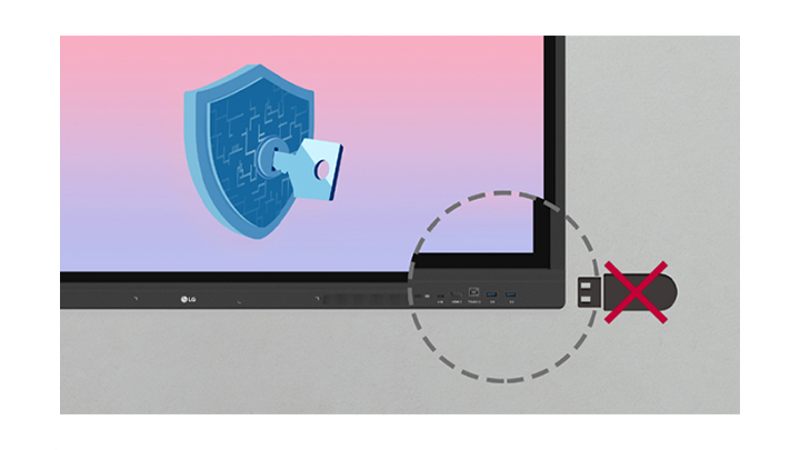 El LG CreateBoard se puede configurar para desactivar los USB conectados a pantallas por motivos de seguridad.