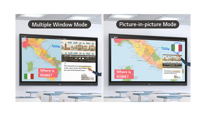 La función de visualización inteligente incluye un modo de ventanas múltiples que muestra datos uno al lado del otro, así como un modo de imagen en imagen que puede anular otros datos además de los datos mostrados.