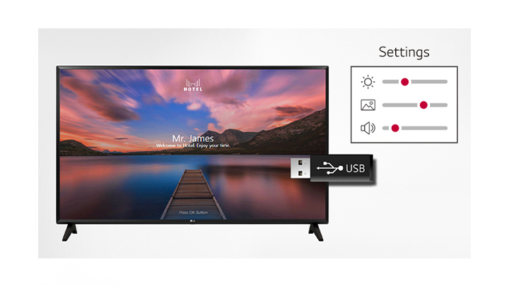 The USB with a copy of another TV's setting is helping to set up a new TV.