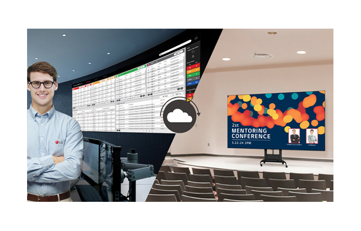 The LG employee is remotely monitoring the LAEC series installed in a different place by using cloud-based LG monitoring solution.