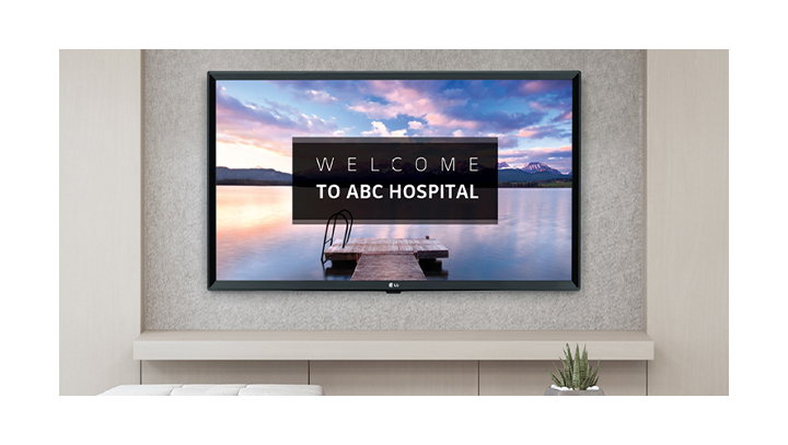 A TV is screening greeting messages with images.