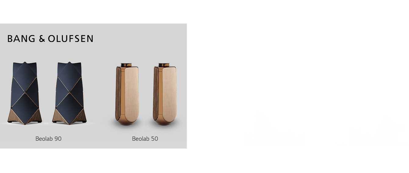 Bang & Olufsen's Beolab 90 and Beolab 50 speakers are on display. 