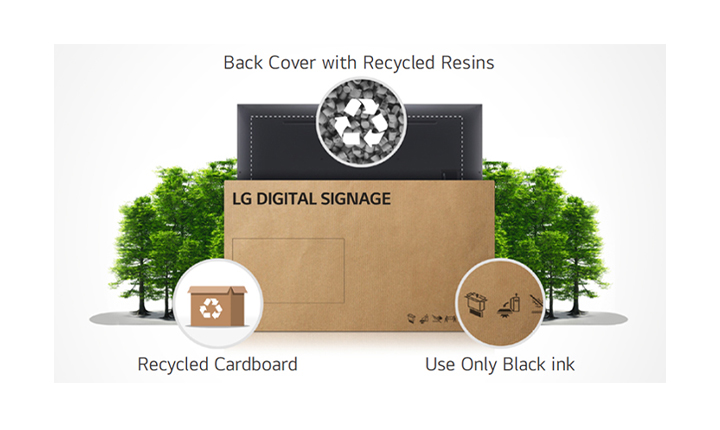 LG digital signage using recycled materials