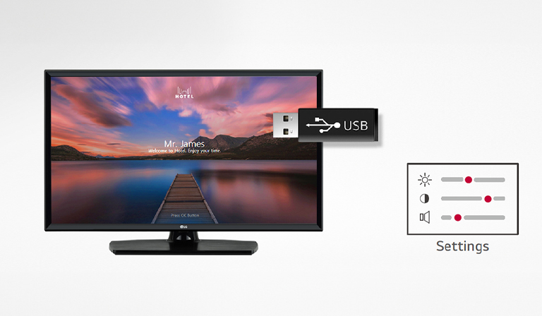 A TV is easily set up by copying pre-stored information onto a USB.