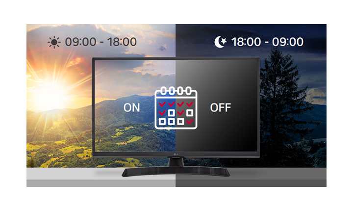 The TV automatically turns on or off according to the set time schedule.