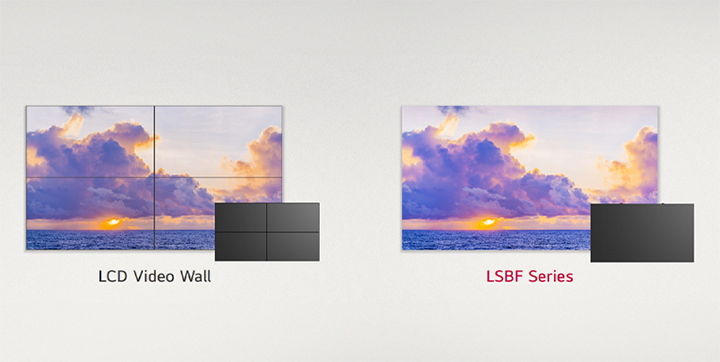 Without the need for a separate installation space, the LSBF series can replace an existing LCD video wall.