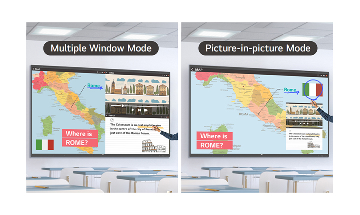 The Multi-screen Mode features a multiple window mode that displays data side by side and a picture-in-picture mode that overlays additional data on top of the existing display.