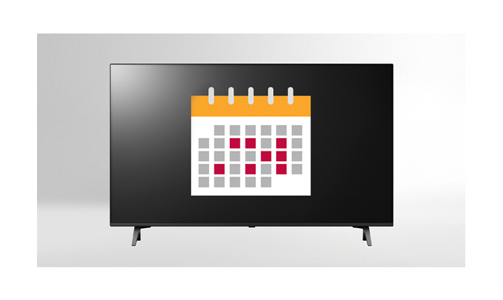 There's a calendar icon on the TV screen.