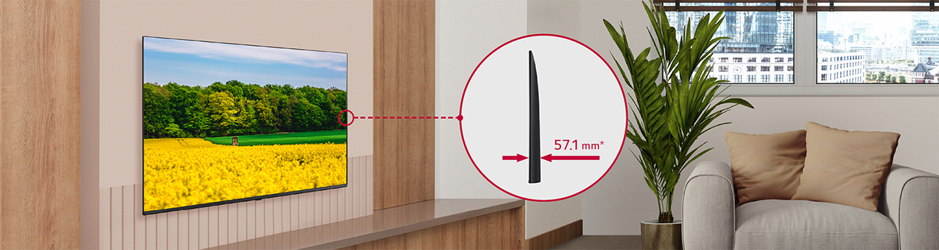 The UM662H is harmoniously installed on the hotel room, and the side view is enlarged to show.