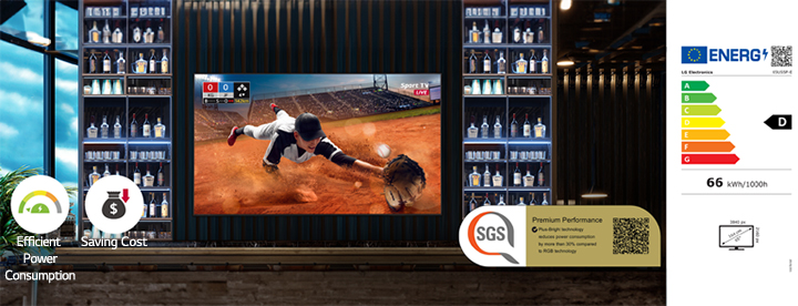 The 65US5P-E screen installed at the sports bar vividly showcases baseball games.