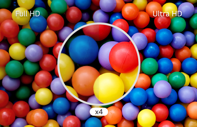 The difference comparing at a glance is shown in Ultra HD quality, which is four times higher than Full HD.