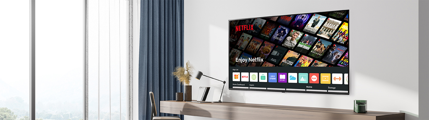 The hotel content including the Netflix App is shown on TV in the hotel room.