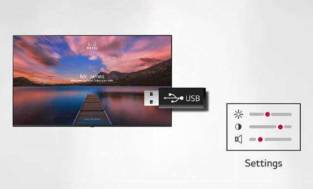 The USB with a copy of another TV's setting is helping to set up a new TV.