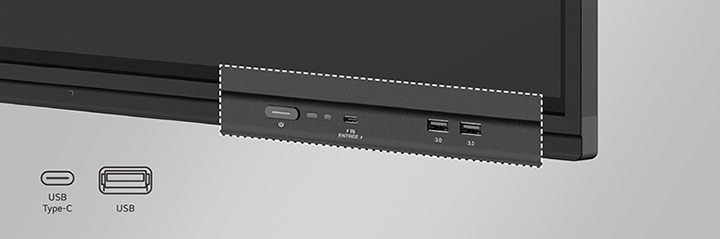 The LG CreateBoard has ports on the front such as USB and HDMI.